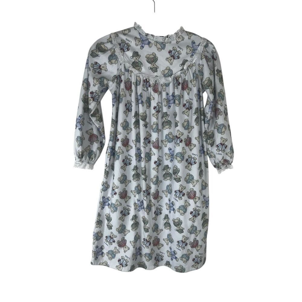 Lanz Of Salzburg girls medium Christmas Teddy Bear Nightgown Holiday vintage